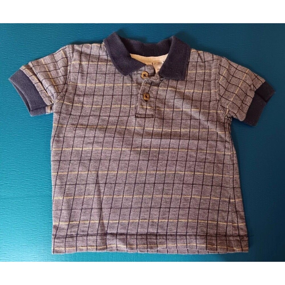 Shirt 12 Month 1990s vintage Mc Kids polo short sleeve with collar button blue